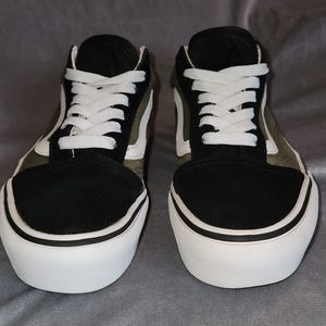 Vans old Skool Platform 🛹 Sneakers. Green Black & White. Men sz 5.5 women sz 7